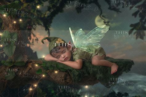 Neverland Dreams Digital Backdrop Tree Fairy Sparkle Fairy Wings
