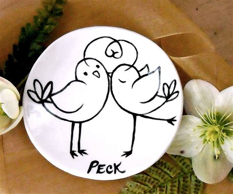 Hand Crafted Ceramic Pottery Love Birds Ring Bowl, Jewelry Holder ...