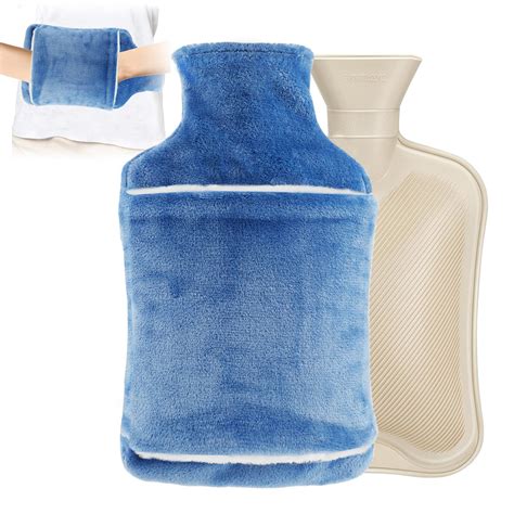 DAWDIX 2L Heat Bottle With Soft Fleece Cover Cozy Hot Water Bottle For Bed Ideal Gift For