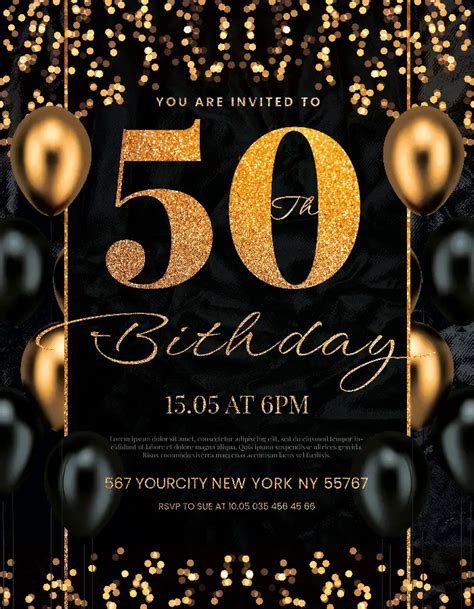 Free 50th Birthday Invitation Flyer Template Free PSD Flyer