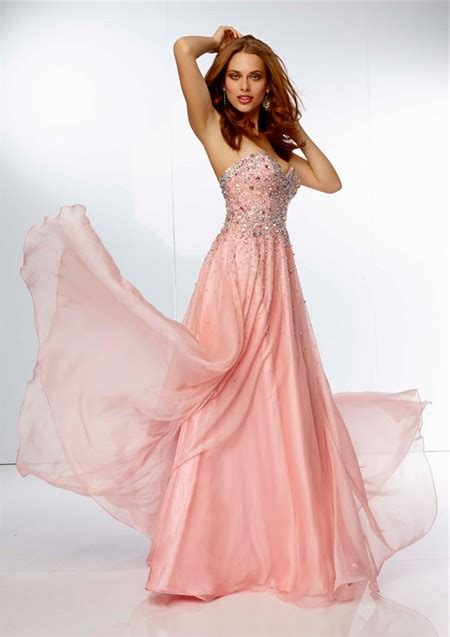 A Line Strapless Sweetheart Neckline Long Pink Chiffon Beaded Prom Dress