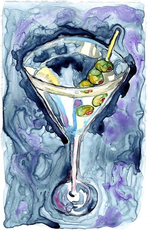 Watercolor Painting Bar Art Martini Art Watercolor Art Etsy