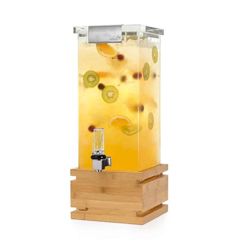 Rosseto 3 Gallon Square Natural Bamboo Base Beverage Dispenser LD195