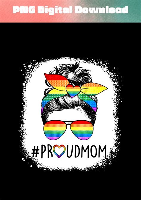 Proud Mom Png Rainbow Messy Bun Png Lgbtq Etsy