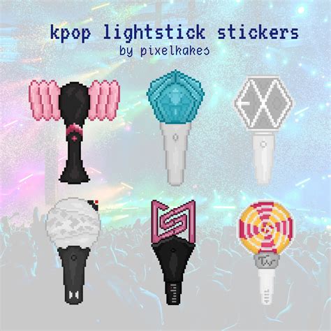 Kpop Lightstick Pixel Art Stickers Set Of 6 Including EXO Etsy