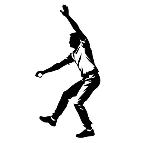 Cricket Bowler Pose Silhouette White Background 46958635 Vector Art At