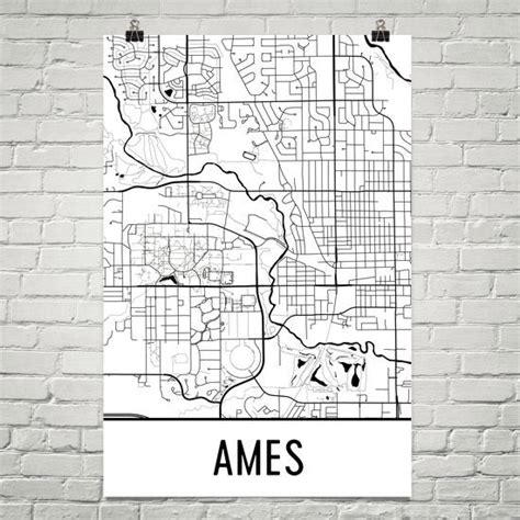 Ames IA Street Map Poster - Wall Print by Modern Map Art