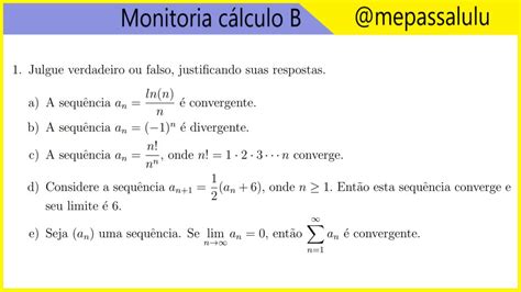 Exerc Cios De Sequ Ncias E S Ries C Lculo B Youtube