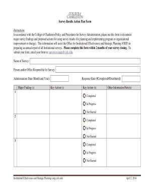 Fillable Online Oiep Cofc Survey Results Action Plan Form Please