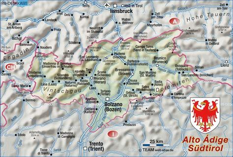 Karte Von S Dtirol Alto Adige Region In Italien Welt Atlas De