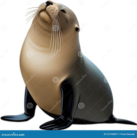 Close Up Of A Cute Cartoon Sea Lions Icon Stock Image Illustration