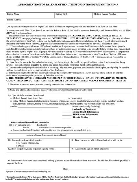 Hipaa Release Form New York Fill Out Sign Online DocHub