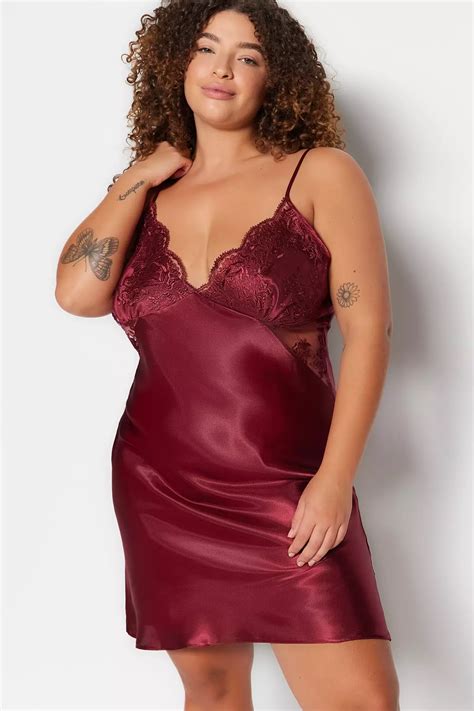 Buy Trendyol Plus Size Satin Lace Nightgown 2024 Online Zalora