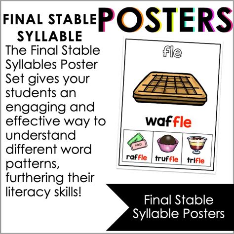 Final Stable Syllables Poster Set Phonics Posters Teacher Jeanell