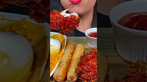 Stella Asmr Eating🧀chessy Carbo Spicy Fire🔥noodles Spicy🌶️fried🍗