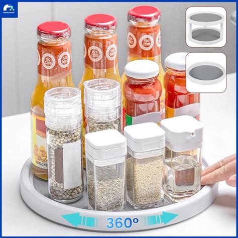 Turnable Cabinet Organizer 2 Layer Large Capacity Rotating Spice Rack