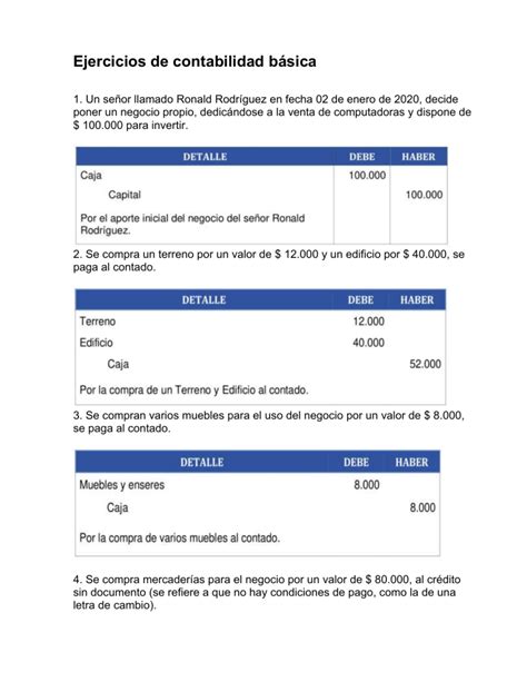 Ejercicios De Contabilidad B Sica