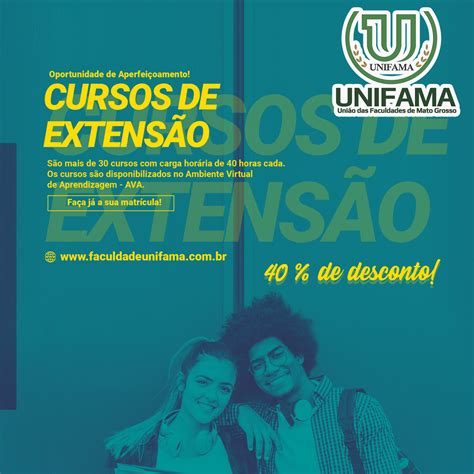 Cursos de Extensão da Faculdade Unifama estão 40 de desconto