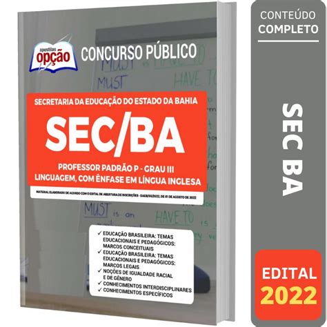 Apostila Concurso SEC BA Professor Língua Inglesa Solução Cursos e