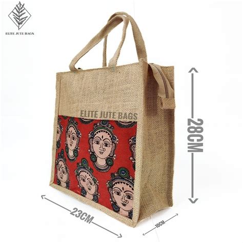 Multicolor Face Printed Jute Lunch Bag Size Dimension 23 28 10 Cm At