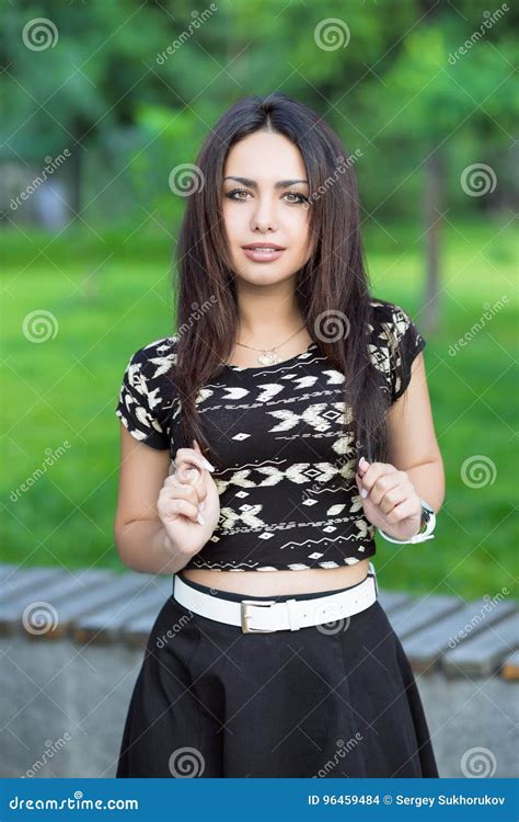 Portrait Of Perfect Brunette Stock Photo Image Of Nature Lady 96459484