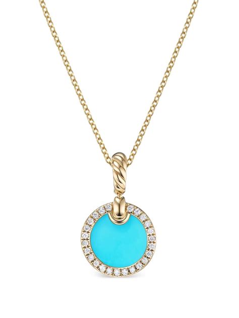 David Yurman Kt Yellow Gold Petite Dy Elements Turquoise Diamond