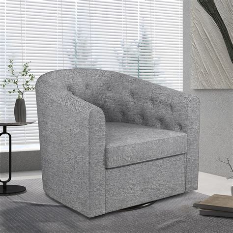 Bonzy Home Swivel Cuddle Accent Chair With Button Tufting Comfy Fabric