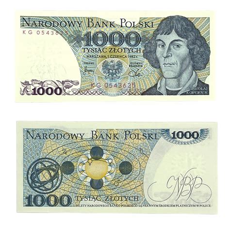 Banknot PRL 1000 ZŁOTYCH ZŁ 1982 Seria KG Mikołaj Kopernik UNC