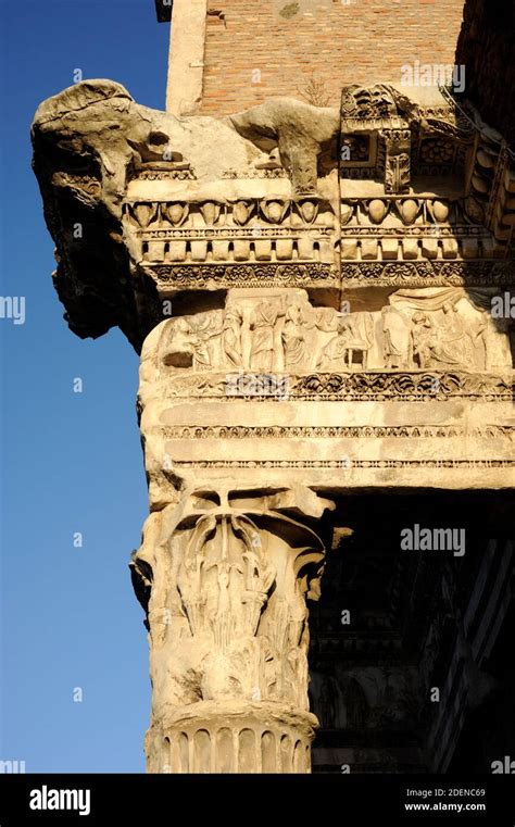 Italy Rome Nerva Forum Minerva Temple Frieze Close Up Stock Photo