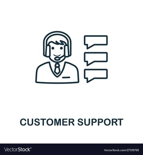 Customer Support Outline Icon Thin Line Concept Vector Image