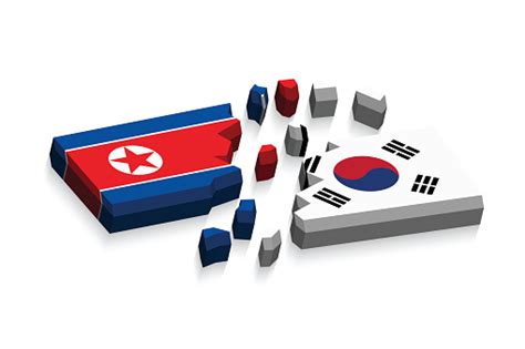 Bendera Korea Utara Dan Korea Selatan 3d Ilustrasi Stok Unduh Gambar