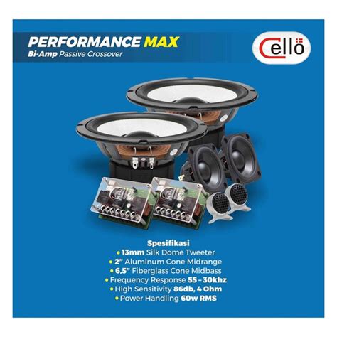 Jual Cello Performance Max 3 Way Component Speaker Plus Mounting Set