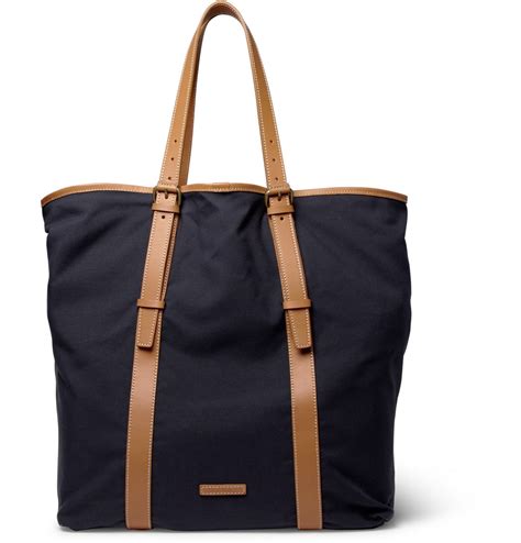 Paul Smith Kenver Leather Trimmed Canvas Tote Bag In Blue For Men Lyst