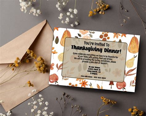 Printable Thanksgiving Party Invitation Template Thanksgiving Etsy