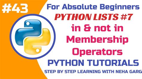 Membership Operators In List In And Not In List Part 7 Python Tutorials Class 11