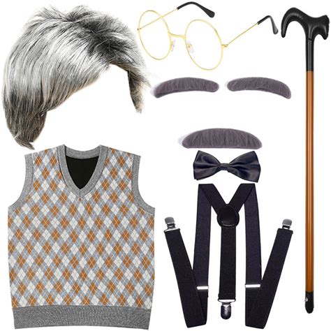 Tking Fashion Old Man Costume For Kids 100 Days Of School Costume For