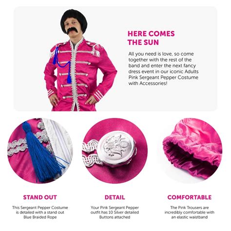 Pink 1960's Sergeant Pepper Costume with Accesso... | Cazaar