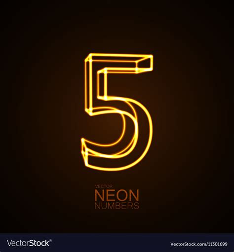 Neon 3d Number 5 Royalty Free Vector Image Vectorstock