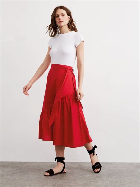 Isla Red Cotton Midi Skirt By Kitri Studio Outfits Skirt Outfits