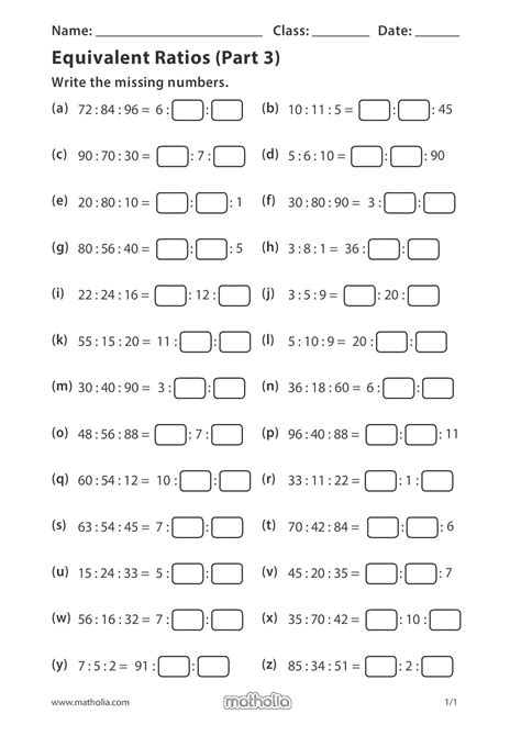 Equivalent Ratios Word Problems Worksheets