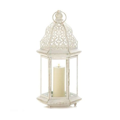 Vintage Look White Candle Lantern 16 Inches By Vintrosigns On Etsy White Lanterns Large