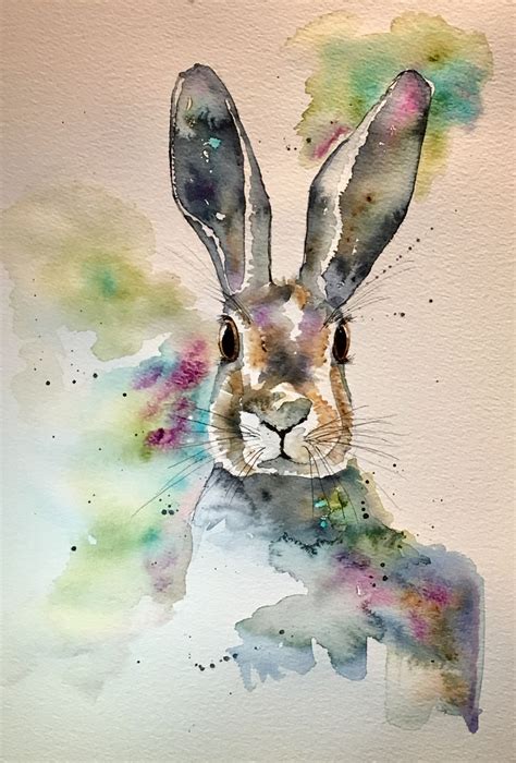 So Cute Watercolor Painting Of A Bunny