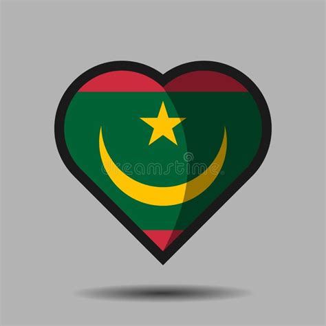 Mauritania Flag National Flag On Heart Shape Vector Eps 10 Stock