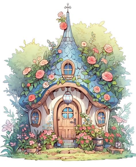 Fairytale Magic Fairy House Decorated By Florals In A Fantasy Forest