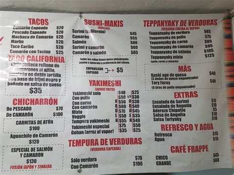 Carta Del Restaurante Taco N Roll Poniente Monterrey