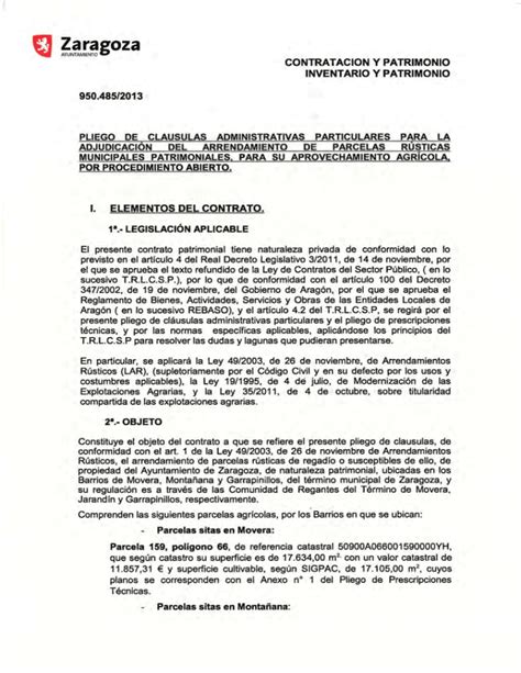 Pliego De Clausulas Administrativas Particulares