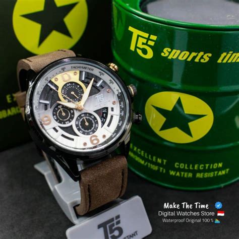 Jual Jam Tangan Cowok T Chronograph Dan Tanggal Aktif Strap Kulit