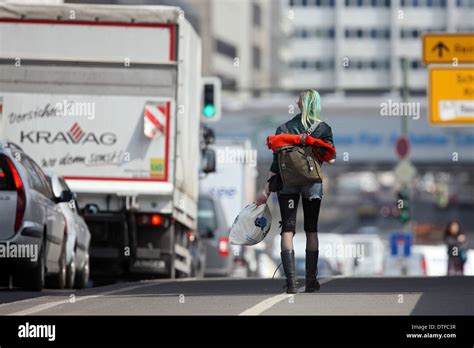 Berlin Germany Punk Runs Along A Road Stock Photo Alamy
