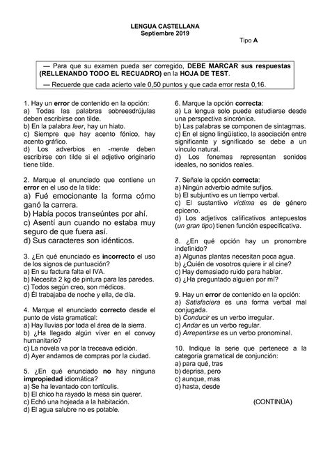 Examen De Septiembre De 2019 Pdf