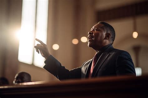 Oración Cristiana Y Pastor Con Hombre Negro En La Iglesia Para Adorar